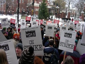 The scene at the WGA Rally in Cambridge, MA (December 2007)
