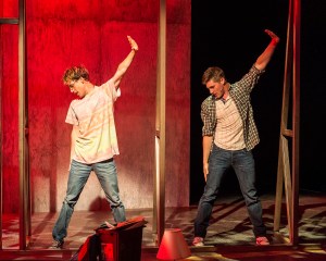 L - R: Ryder Bach and Curt Hansen in Girlfriend, with book by Todd Almond and music and lyrics by Matthew Sweet. Directed by Les Waters, Girlfriend is playing at the Center Theatre Group/Kirk Douglas Theatre, July 12 through August 9, 2015. For tickets and information, please visit CenterTheatreGroup.org or call (213) 628-2772.  Contact: CTGMedia@CenterTheatreGroup.org / (213) 972-7376 Photo by Craig Schwartz